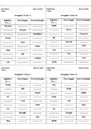 English Worksheet: irregular verbs