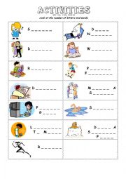 English Worksheet: Activities