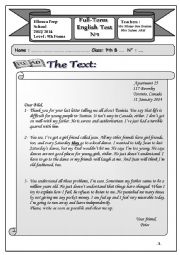 English Worksheet: Full term test N1 9th form 