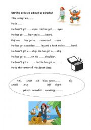 English Worksheet: Write a text about a pirate