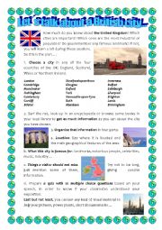 English Worksheet: BRITISH CITIES PROJECT