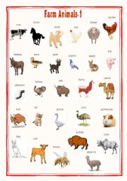 English Worksheet: Farm animals Pictionary 1