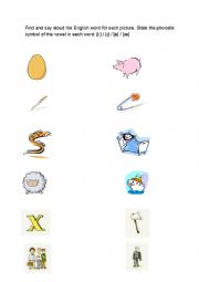 English Worksheet: Phonetics vowels i and e