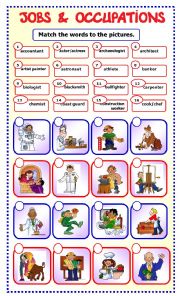 English Worksheet: Jobs and Occupations: matching_1