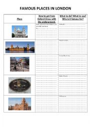 English Worksheet: places in London
