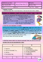 English Worksheet: End of term test n1 7th level