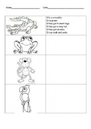 English Worksheet: Animals description exercice