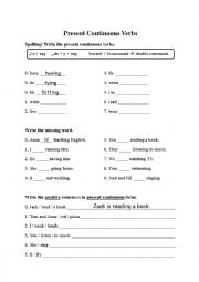 English Worksheet: Present Continuous Worksheet (answers included) 