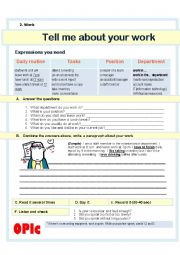 English Worksheet: (Writing) OPIc Tell me about your daily tasks at work