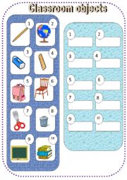 English Worksheet: Classroom objects