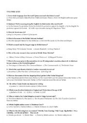 English Worksheet: Cultural quiz on Britain