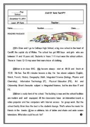 English Worksheet: End Of Term Test 1