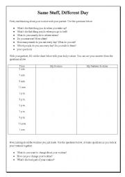 English Worksheet: Same Stuff Different Day