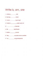 English Worksheet: verb to be