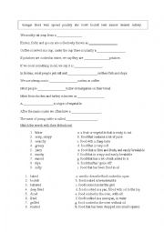 English Worksheet: cooking vocabulary exercises