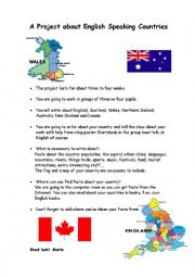 English Worksheet: Project about English speaking countries