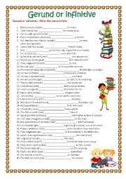 English Worksheet: Gerunds and infinitives