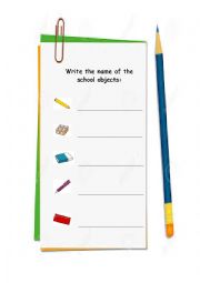 English Worksheet: CLASSROOM OBJECTS