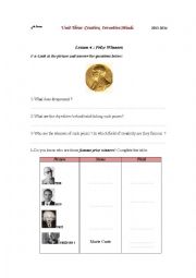 English Worksheet: Prize Winners