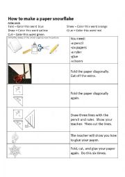 English Worksheet: Paper Snowflakes