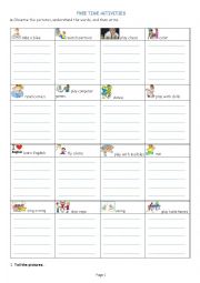 English Worksheet: free time activities