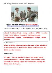 English Worksheet: Christmas Truce Advert  [1914 WWI]