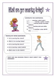 English Worksheet: What are you wearing today?