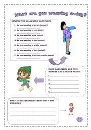 English Worksheet: what are you wearing today 2?
