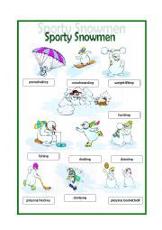 English Worksheet: Sporty Snowmen