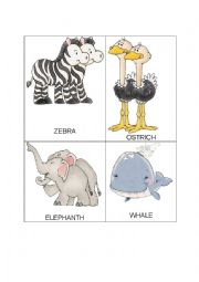 English Worksheet: FLASH CARD ANIMALS