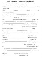 English Worksheet: simple present or present progressive