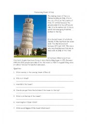 English Worksheet: The Leaning Tower of Pisa