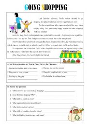 English Worksheet: Going Shopping- reading