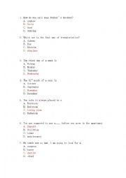 English Worksheet: Oral Speaking Test