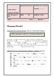 English Worksheet: End Of Term Test 1