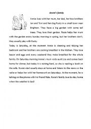 English Worksheet: Annies family