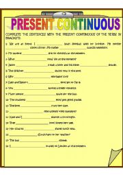 English Worksheet: PRESENT CONTINUOUS