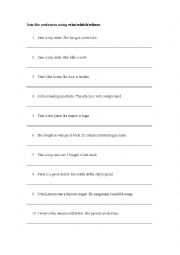 English Worksheet: Relative pronouns and adverbs