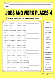 English Worksheet: Jobs and Work Places:4