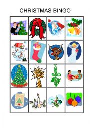 English Worksheet: christmas bingo game