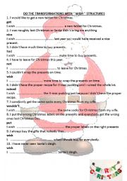 English Worksheet: CHRISTMAS WISH STRUCTURES !!!