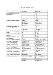 English Worksheet: Carrying out a survey