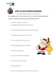 English Worksheet: HOW TO CELEBRATE BRITISH CHRISTMAS