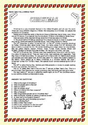 English Worksheet: christmas reading