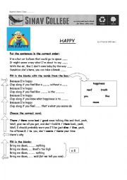 English Worksheet: HAPPY SONG by Pharrel Williams