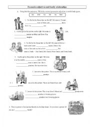 English Worksheet: Possessive adjectives and family relationships