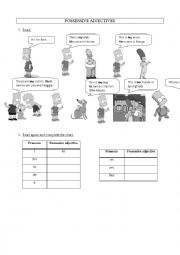 English Worksheet: POSSESSIVE ADJECTIVES - Simpsons 