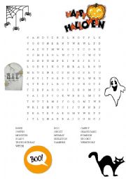 English Worksheet: Halloween wordsearch