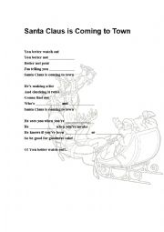 English Worksheet: Two songs about Santa (Santa Claus is coming to town + Santas beard)