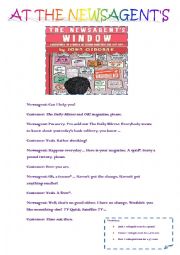 English Worksheet: At the Newsagents - dialogue